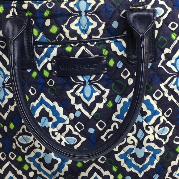 Vera Bradley Signature Print Trapeze Tote Ink Blue - Picture 4 of 10